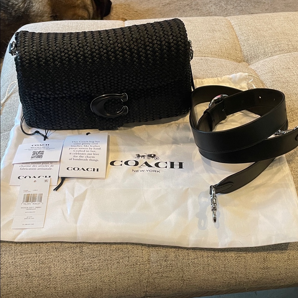New with tags Coach Black Woven Soft Tabby Bag